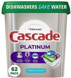 Cascade Platinum Dishwasher Pods, 62ct