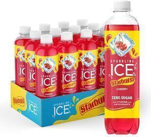 Sparkling Ice STARBURST Cherry, Zero Sugar Flavored Sparkling Water, 12pk