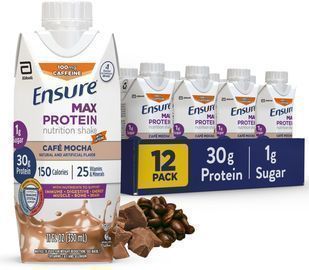 12 Count of Ensure Max Protein Liquid Nutritional Cafe Mocha Shake