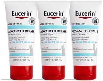 3 Pack of Eucerin Advanced Repair Hand Cream, Fragrance Free for Very Dry Skin, 2.7 Ounce