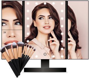 Fascinate Lighted Trifold Makeup Mirror & Brush Set