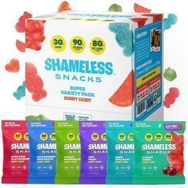 6 Pack Variety of Shameless Snacks Healthy Low Calorie Gummy Snacks