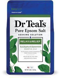 Dr Teal's 3-LBS Salt Soak with Pure Epsom Salt, Relax & Relief with Eucalyptus & Spearmint