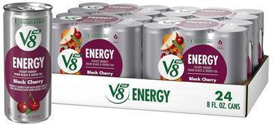 24 Pack of V8 + Energy Black Cherry Juice Drink, 8 fl. oz. Cans