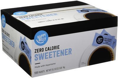 1000 Count Amazon Brand Happy Belly Zero Calorie Blue Aspartame Sweetener Packet