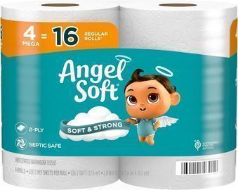 Angel Soft Toilet Paper, 4 Mega Rolls = 16 Regular Rolls