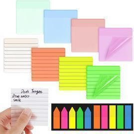 9 Pack of 3" x 3" Transparent Sticky Notes