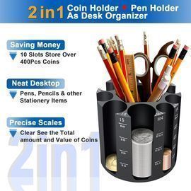 2 in 1 Coin Sorter/Holder & Pen Holder