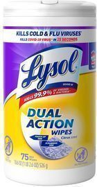 75 Count of Lysol Dual Action Disinfectant Scrubbing Wipes, Citrus Scent