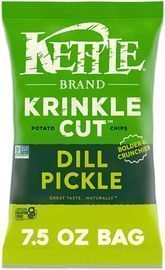 7.5 Oz Bag of Kettle Brand Krinkle Cut Dill Pickle Potato Chips