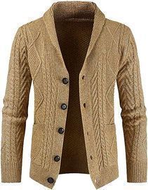 Button Down Cable Knit Cardigan Sweater with Pockets