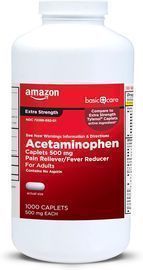 Amazon Basic Care Extra Strength Pain Relief Acetaminophen Caplets, 1000 Count