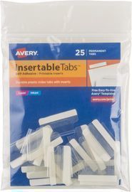 25 Pack 1" Avery Insertable Self-Adhesive Clear Tabs w/ Printable Inserts