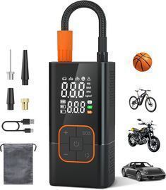 Cordless Air Pump with Tire Pressure Gauge & LED Lights