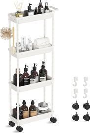 PouHenier.jh 4 Tier Slim Bathroom Rolling Utility Cart