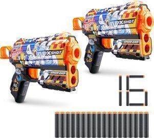 2 Pack X-Shot Skins Flux Sonic Super Speed Design w/ 16 Darts Toy Foam Dart Blaster