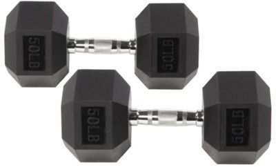 BalanceFrom Rubber Encased Hex Dumbbells, 50lb Pair