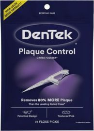 DenTek Cross Flosser Plaque Control Floss Picks, X-Shaped Floss, 75 count