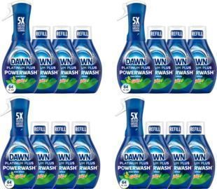 Dawn Powerwash Gain Original Dish Spray, Liquid Dish Soap 1 Starter Kit + 3 Refills