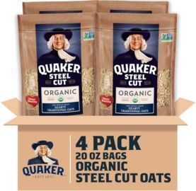 Quaker Steel Cut Oats - 20oz Resealable Bags (Pack of 4)