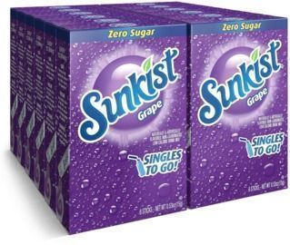 Sunkist Soda Singles To Go Drink Mix, Grape, 12 Boxes