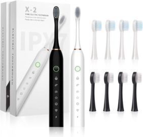 2-Pack Sonic Electric Toothbrush w/ 8 Brush Heads