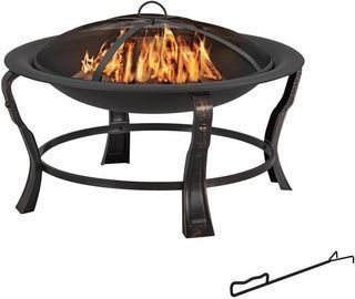 30" StyleWell Ashcraft Outdoor Steel Wood Burning Black Fire Pit