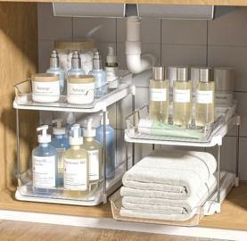 Delamu Set of 2 Dual Tier Under Sink Organizers