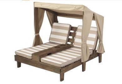 KidKraft Wooden Outdoor Double Chaise Lounge w/ Cup Holders