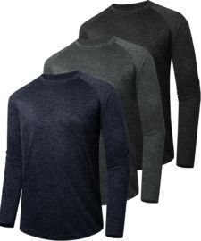 Dry Fit Moisture Wicking 3-Pack Long Sleeve Shirts