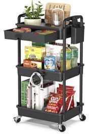 3 Tier Rolling Utility Cart w/ Drawer